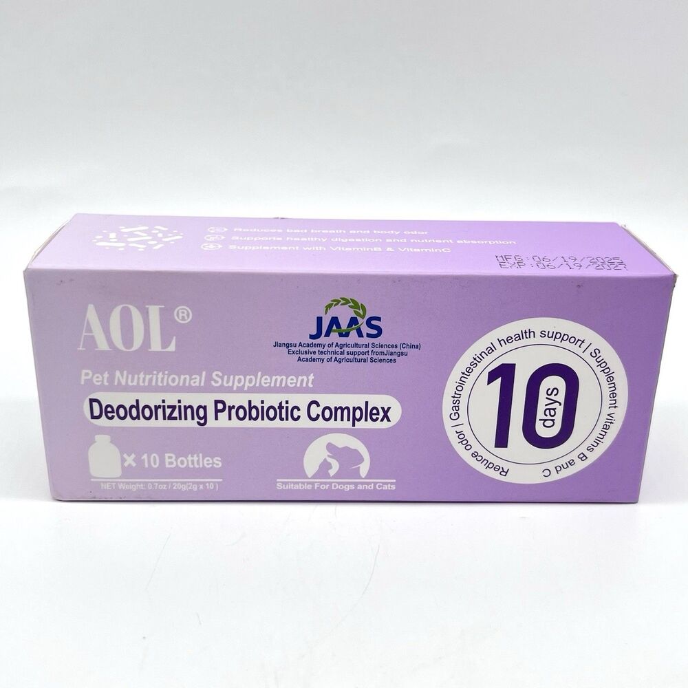 AOL Deodorizing Probiotic Complex for Dogs & Cats Digestive & Odor Support -10pk